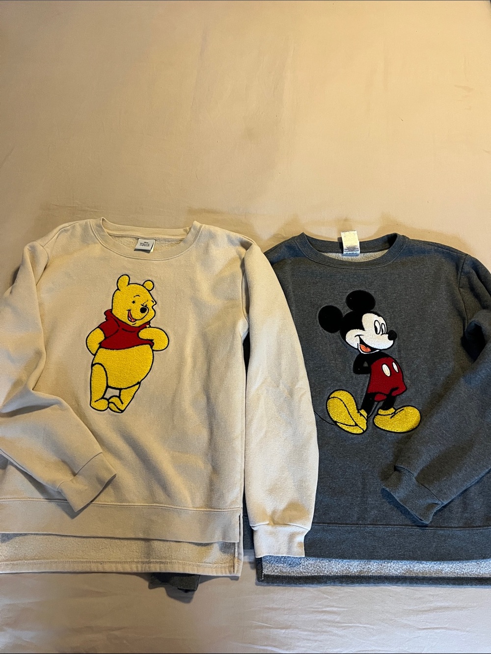 Disney Kids Sweatshirt Bundle - Cream Winnie the Pooh & Gray Mickey Mouse